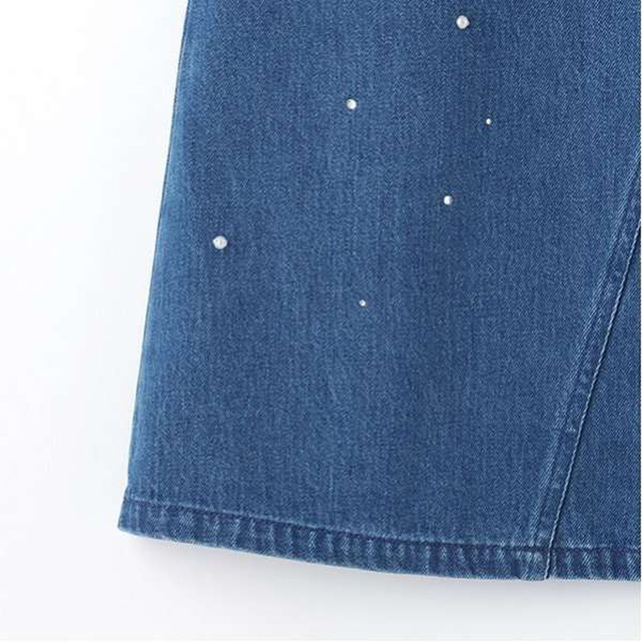 Pearl & Rhinestone Denim Midi Skirt,Black, large image number 11