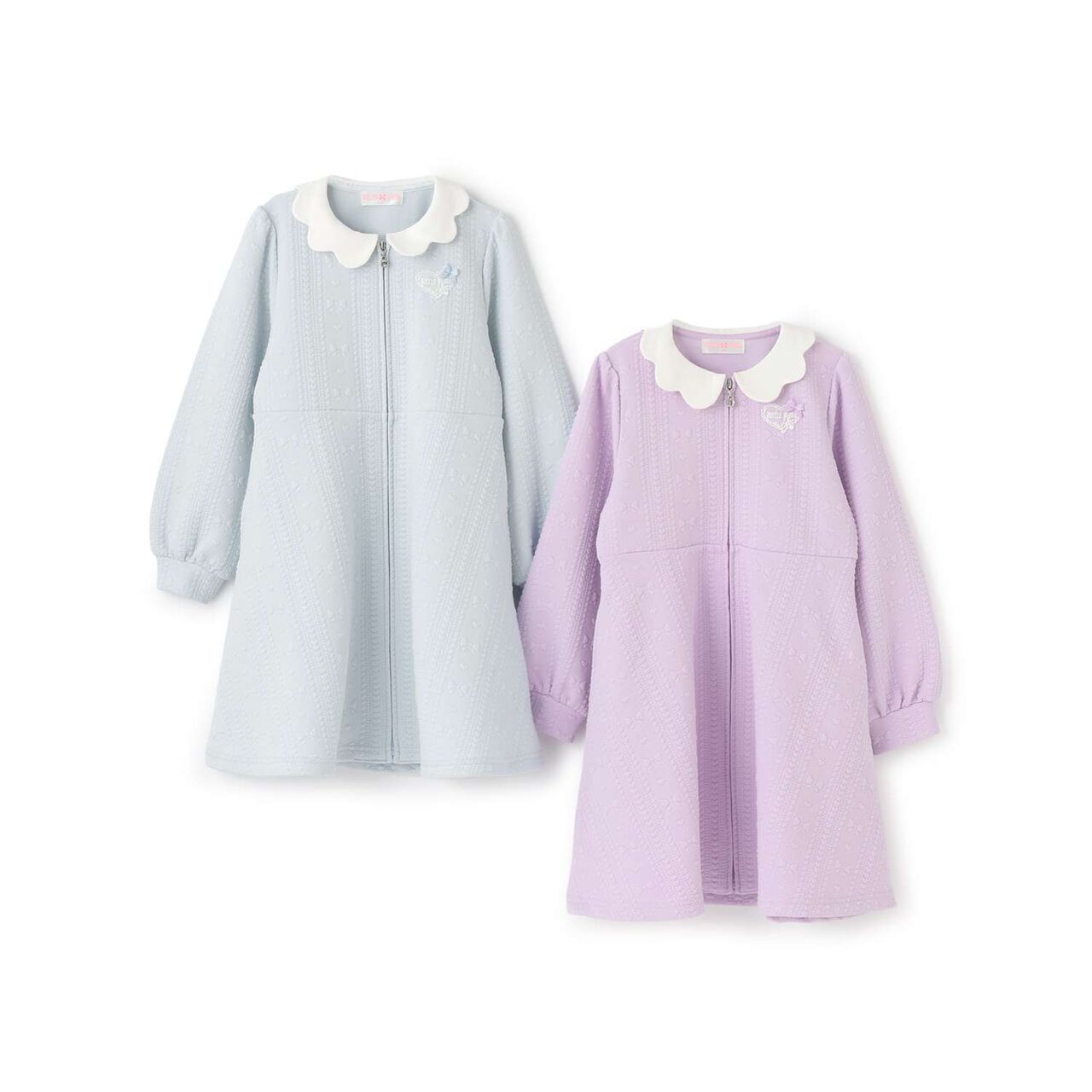 Ballet Scallop Trim Front-Opening Jacquard One-Piece Dress,Lavender, large image number 8