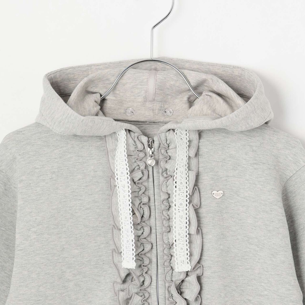 Lame Cardboard Frill Zip Parka,Pink, large image number 2