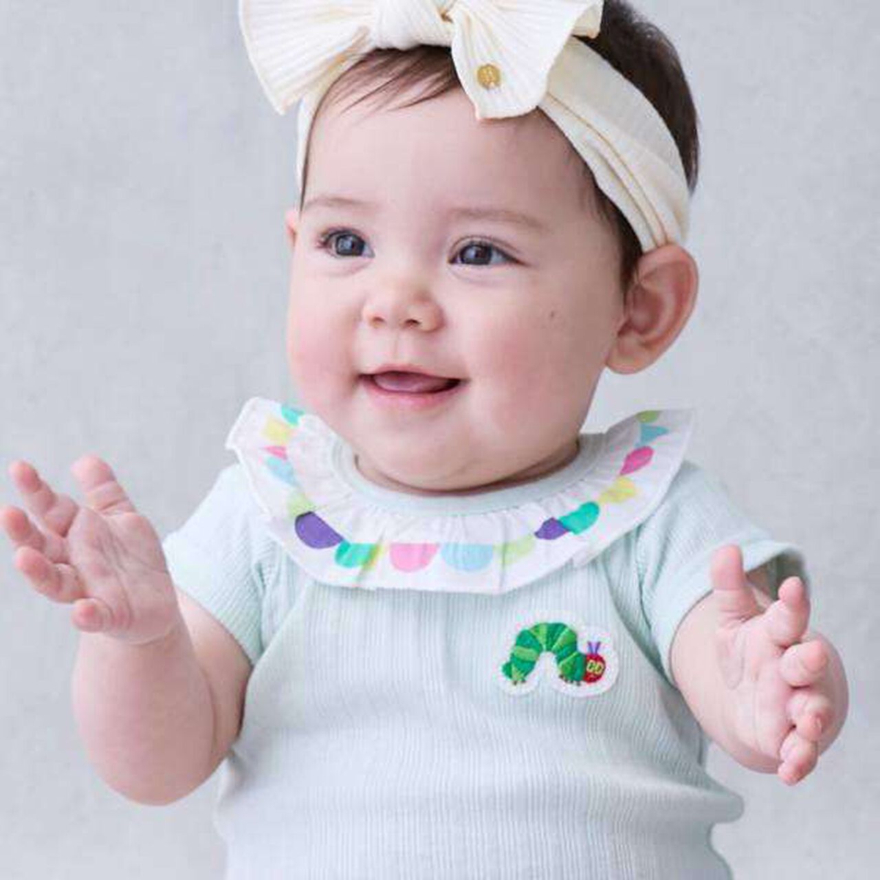 [Hungry Caterpillar] Frilled Collar Romper,Off white, large image number 3