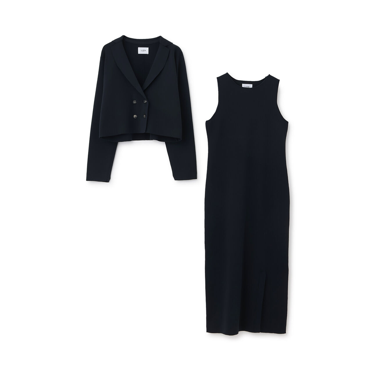 [Formal] Knitwear Jacket and One-Piece Dress Set,Light beige, large image number 14