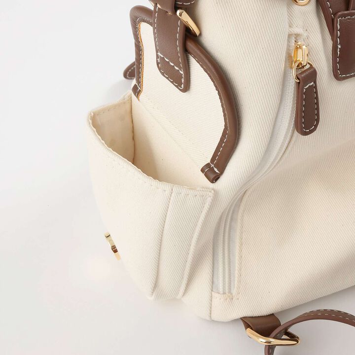 Canvas & Synthetic Leather Mini Backpack,Navy, medium image number 8