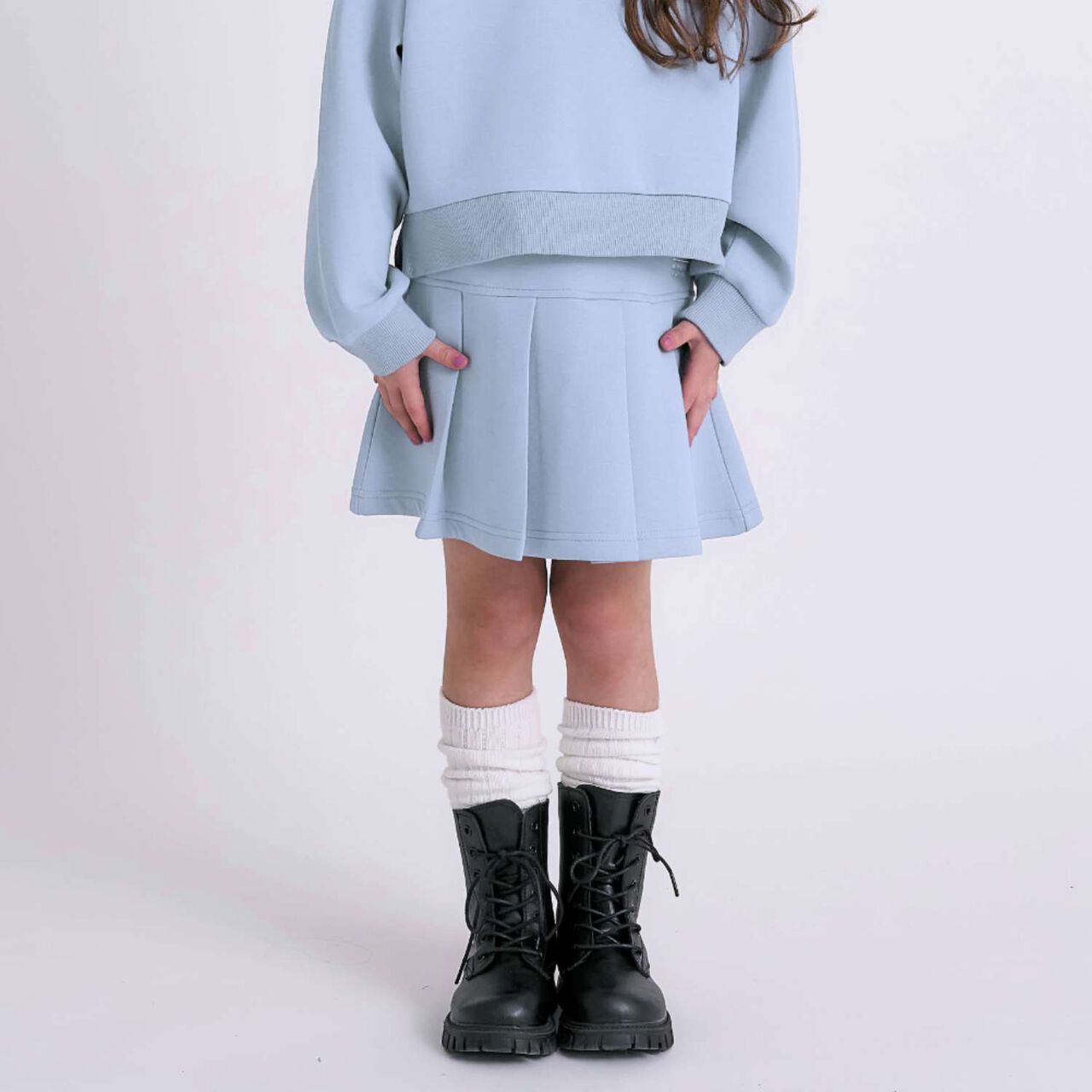 Anti-Stain Puffy Sweat Skirt / Cardboard,Sax blue, large image number 0