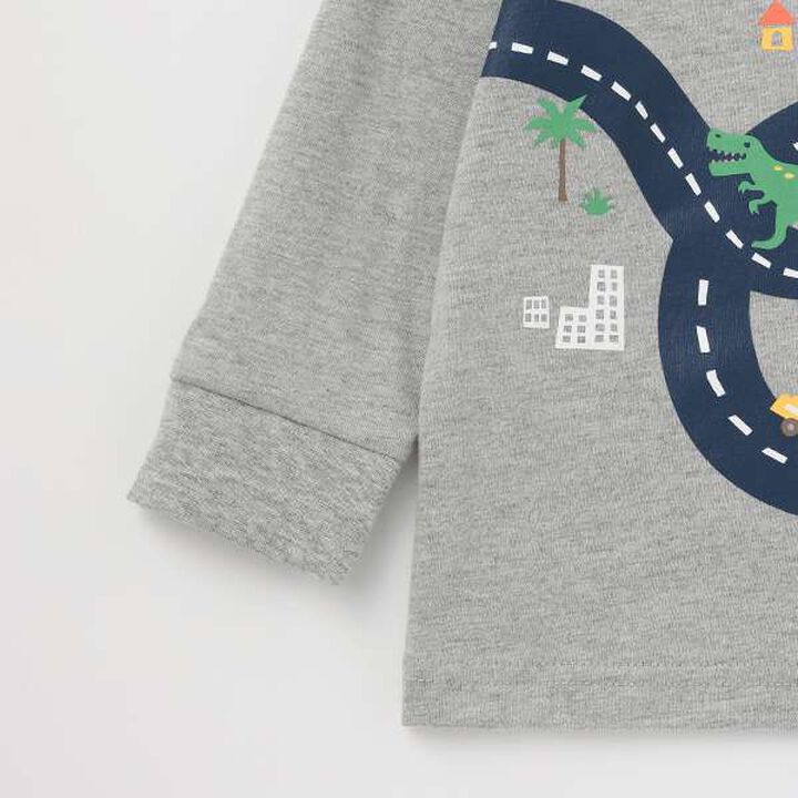 Car &times; Road &times; Dinosaur Long-Sleeve T-Shirt,Top gray, medium image number 4