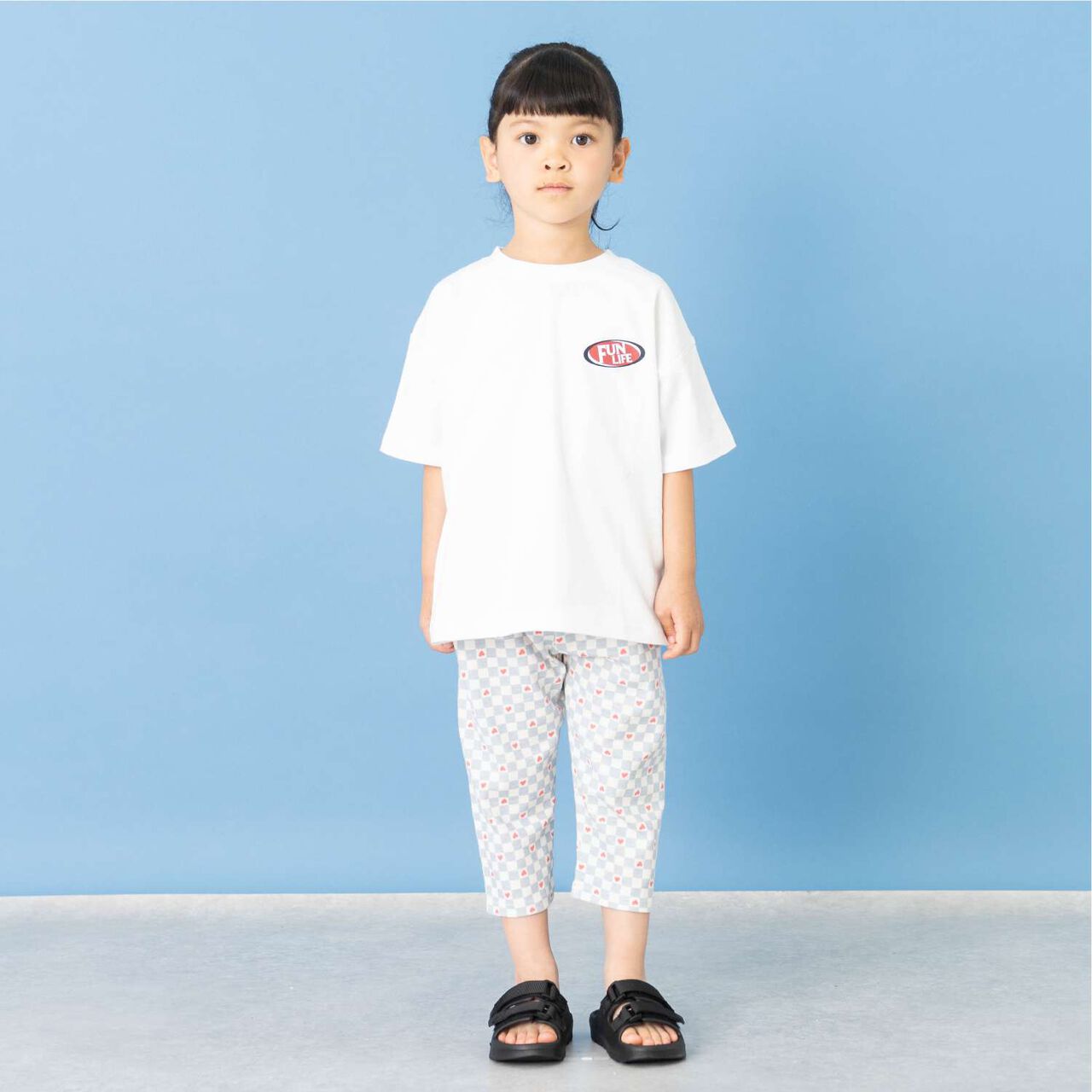 [365D] Anti-Stain Jersey Knit Patterned 6/10 Leggings,Light blue, large image number 2