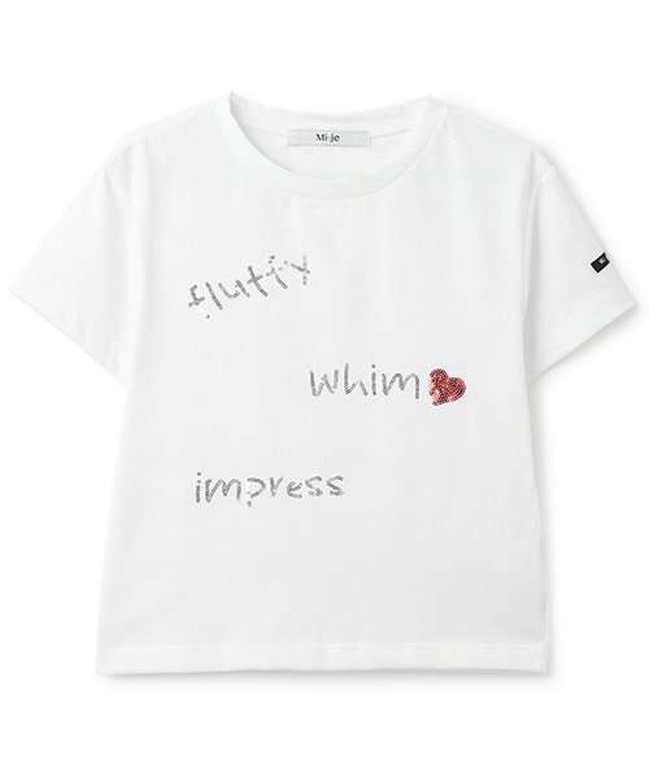 Sequin Logo Short Sleeve T-Shirt [Korean Fashion],Off white, large image number 4