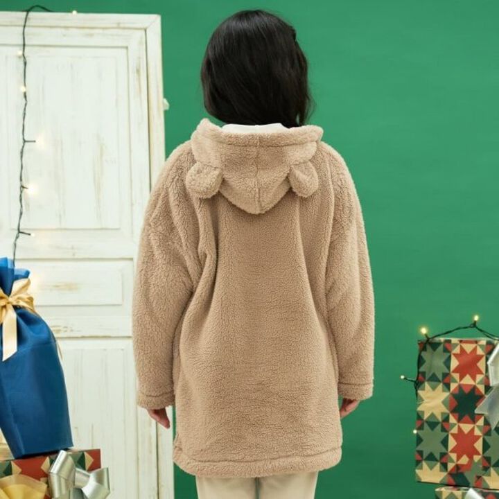 Fluffy Fleece Hoodie,Beige, medium image number 3