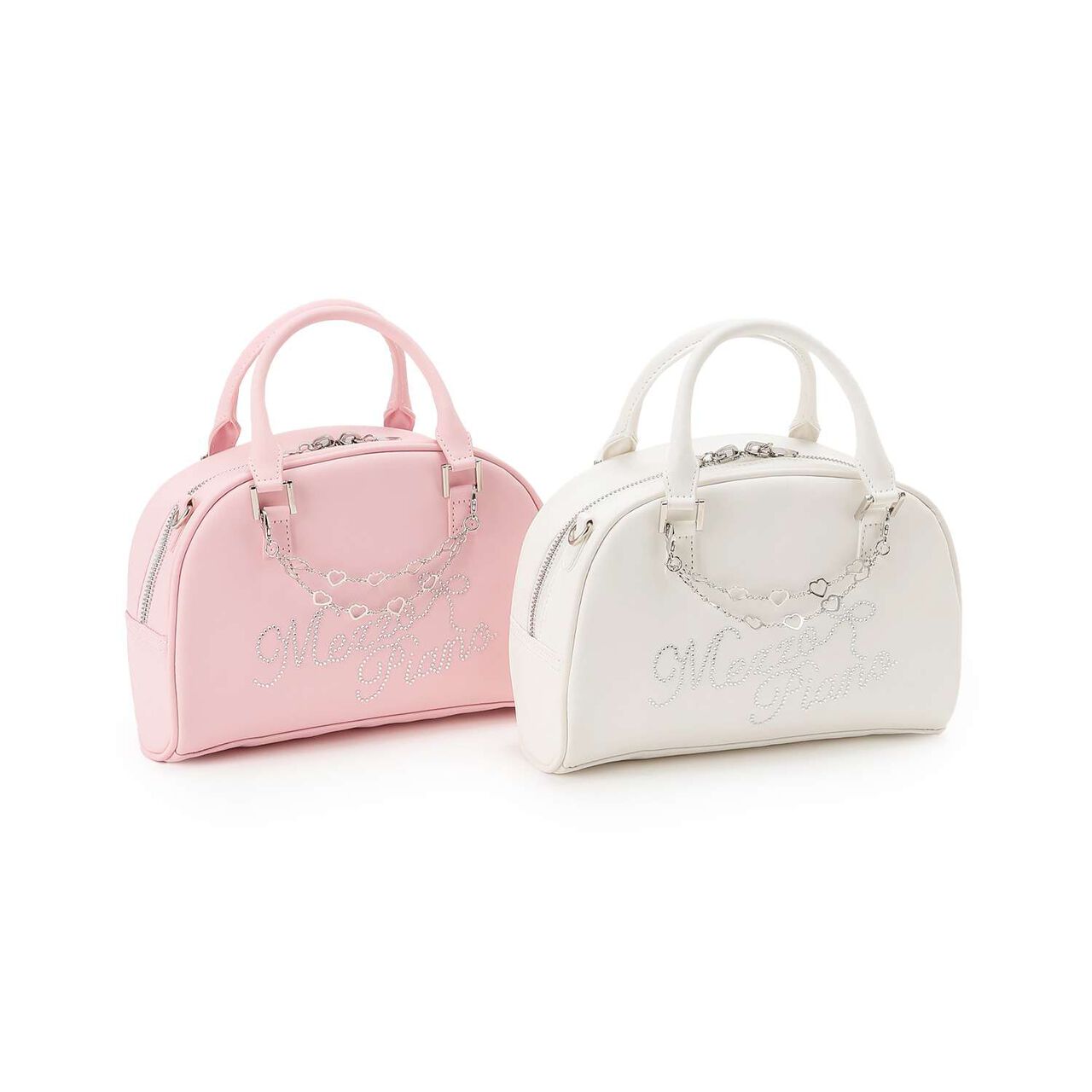 Rhinestone Logo 2 Way Shoulder Bag,White, large image number 9