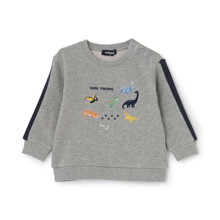 [人氣商品補貨] [實體店鋪不販售] 恐龍刺繡袖條紋衛衣,灰色, medium image number 0