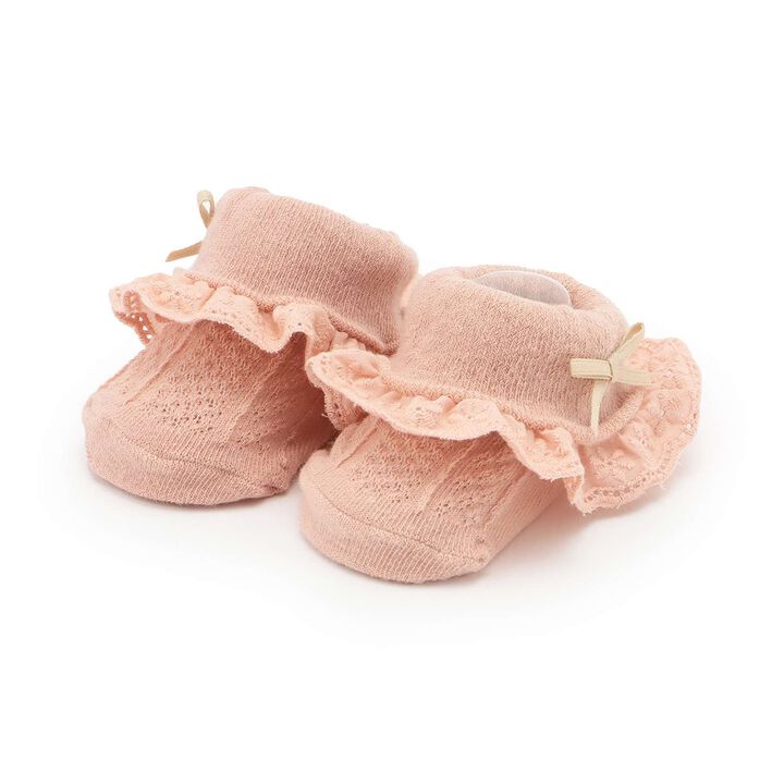 Folded Frill Cup Socks,Light pink, medium image number 0