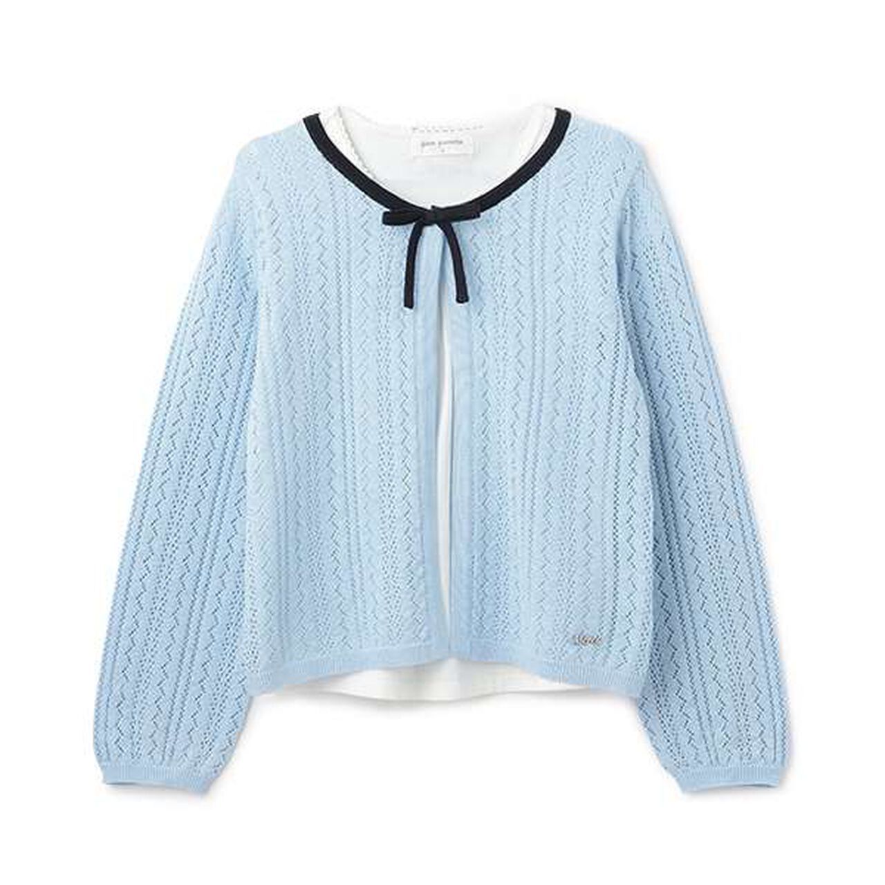 Lace Knit Cardigan + T-Blouse Set,Ivory, large image number 4