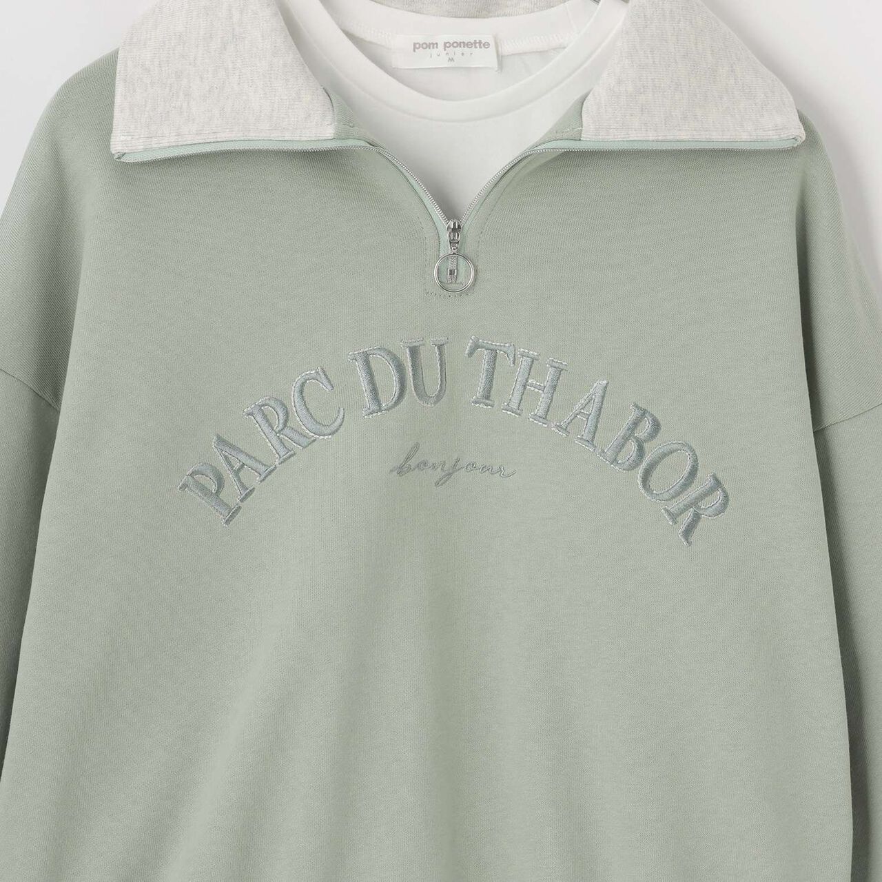 Half ZIP + Long Sleeve T-Shirt Set,Smoke white, large image number 5