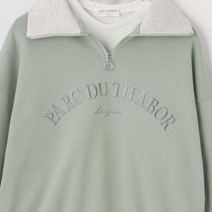 Half ZIP + Long Sleeve T-Shirt Set,Smoke white, medium image number 5