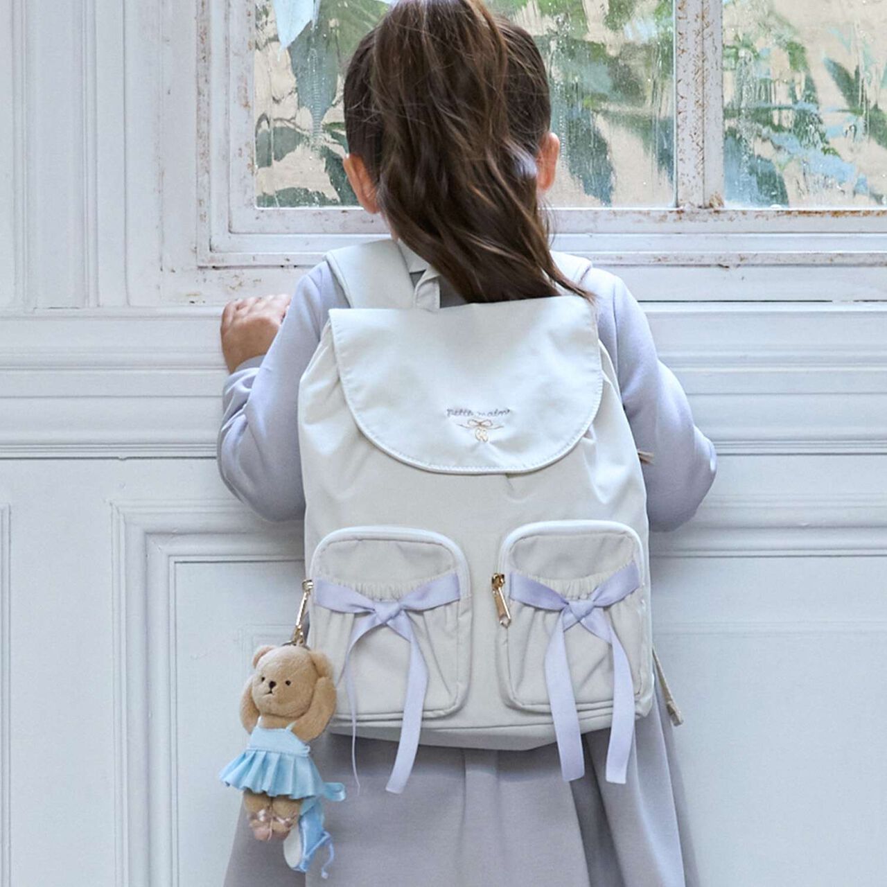 Pocket Ribbon Backpack,Ivory, large image number 0