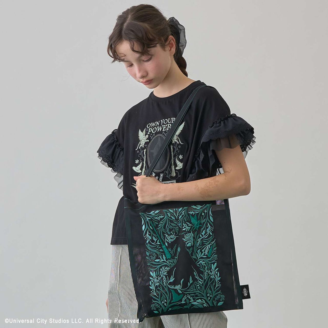 [WICKED] Embroidery Mesh Tote Bag,Black, large image number 0