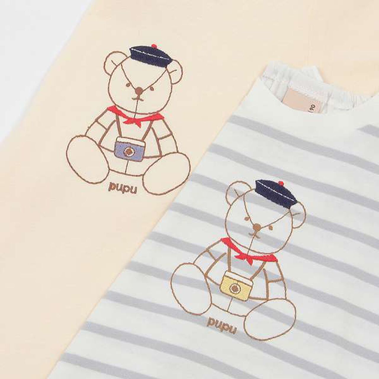 [Link] Quick-Dry Embroidery Half T-Shirt (Kids),Cream, large image number 3