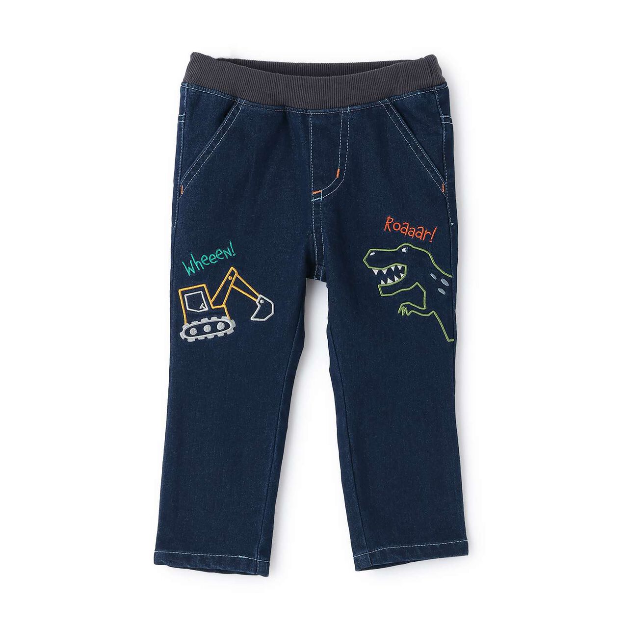 Dinosaur and Heavy Machinery Long-Length Straight Pants,Navy, large image number 14