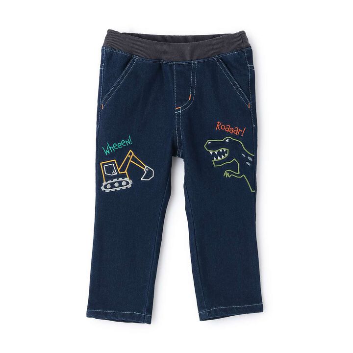 Dinosaur and Heavy Machinery Long-Length Straight Pants,Navy, medium image number 14