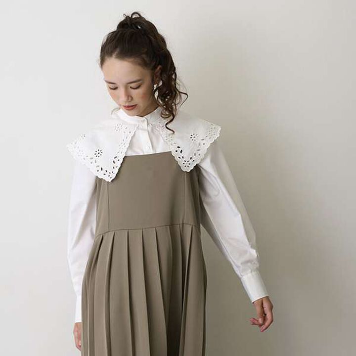 [AMI] Cutwork Embroidery Big Collar Blouse,, medium image number 9