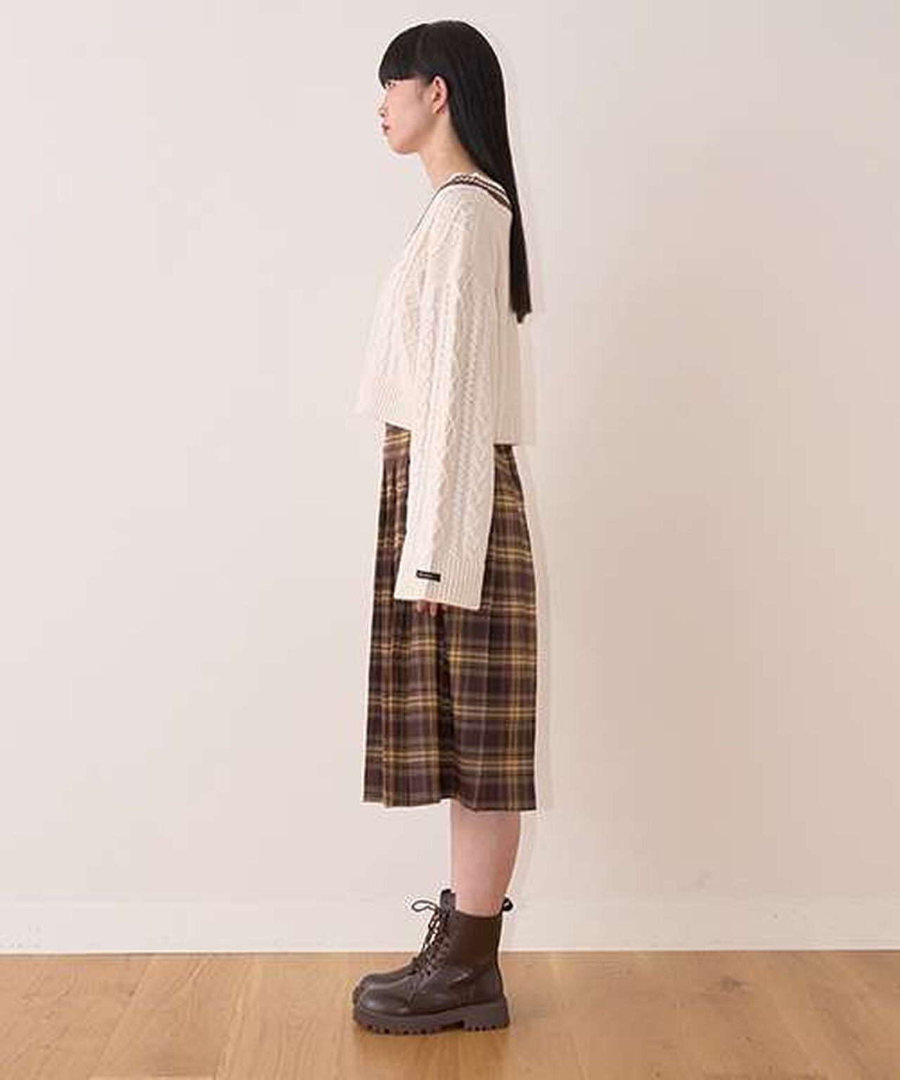 Pleated Midi Skirt,Mocha tea, large image number 4