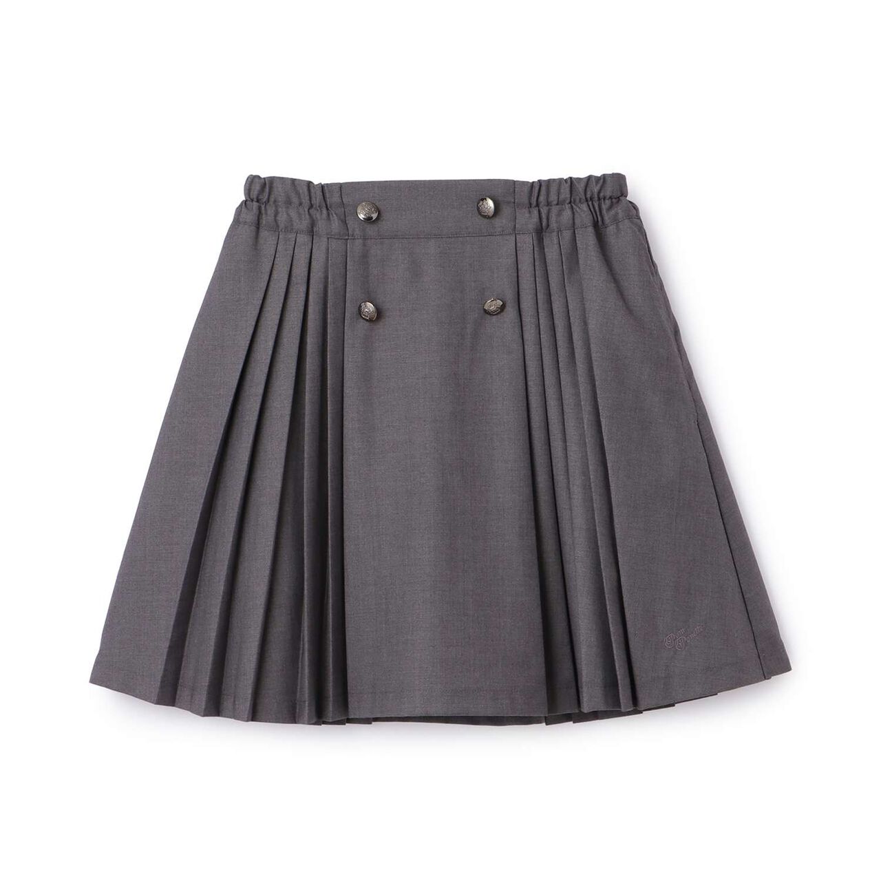 Button Pleated Skirt-Pants,Gray, large image number 11