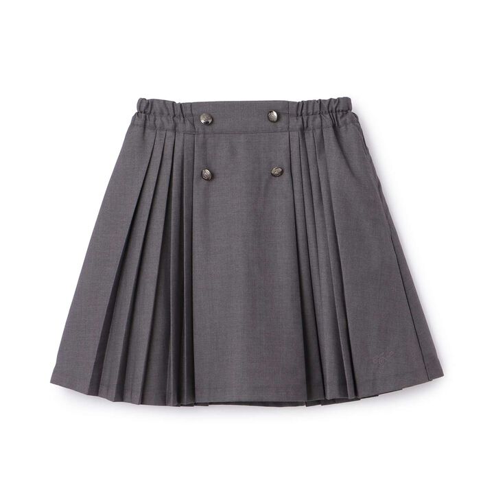 Button Pleated Skirt-Pants,Gray, medium image number 11