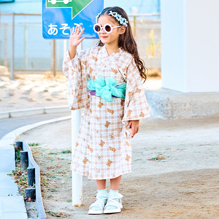 Pattern Assortment Easy-to-Wear One-Piece Yukata (2-Piece Obi Set),Deep red, medium image number 9