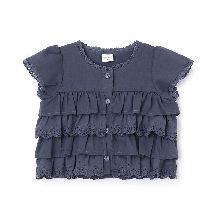 Lace Frill Top,Navy, medium image number 0