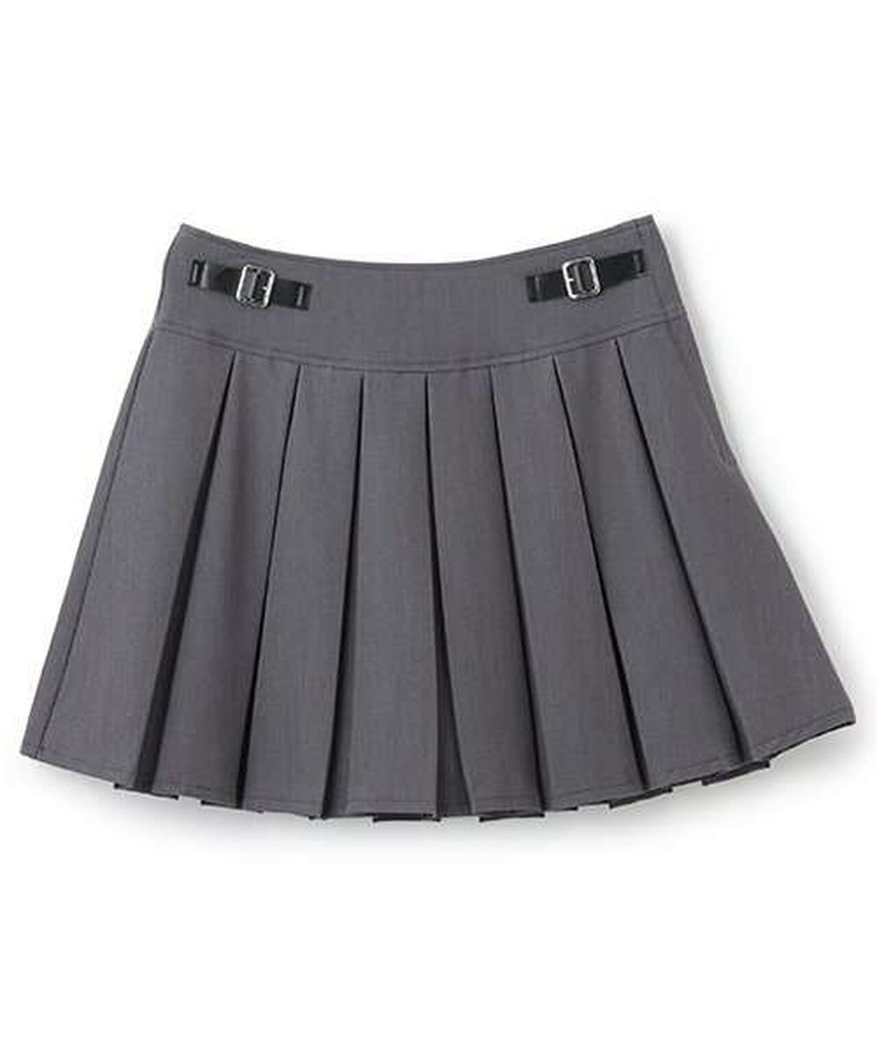 Quilted Belt Pleated Skirt,Light gray, large image number 10