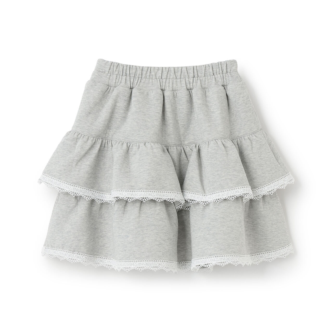 Lace Hem Tiered Skirt with Shorts,Off white, large image number 1