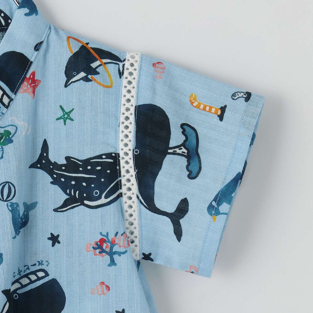 Aquarium Pattern Jinbei Romper,Turquoise, large image number 4