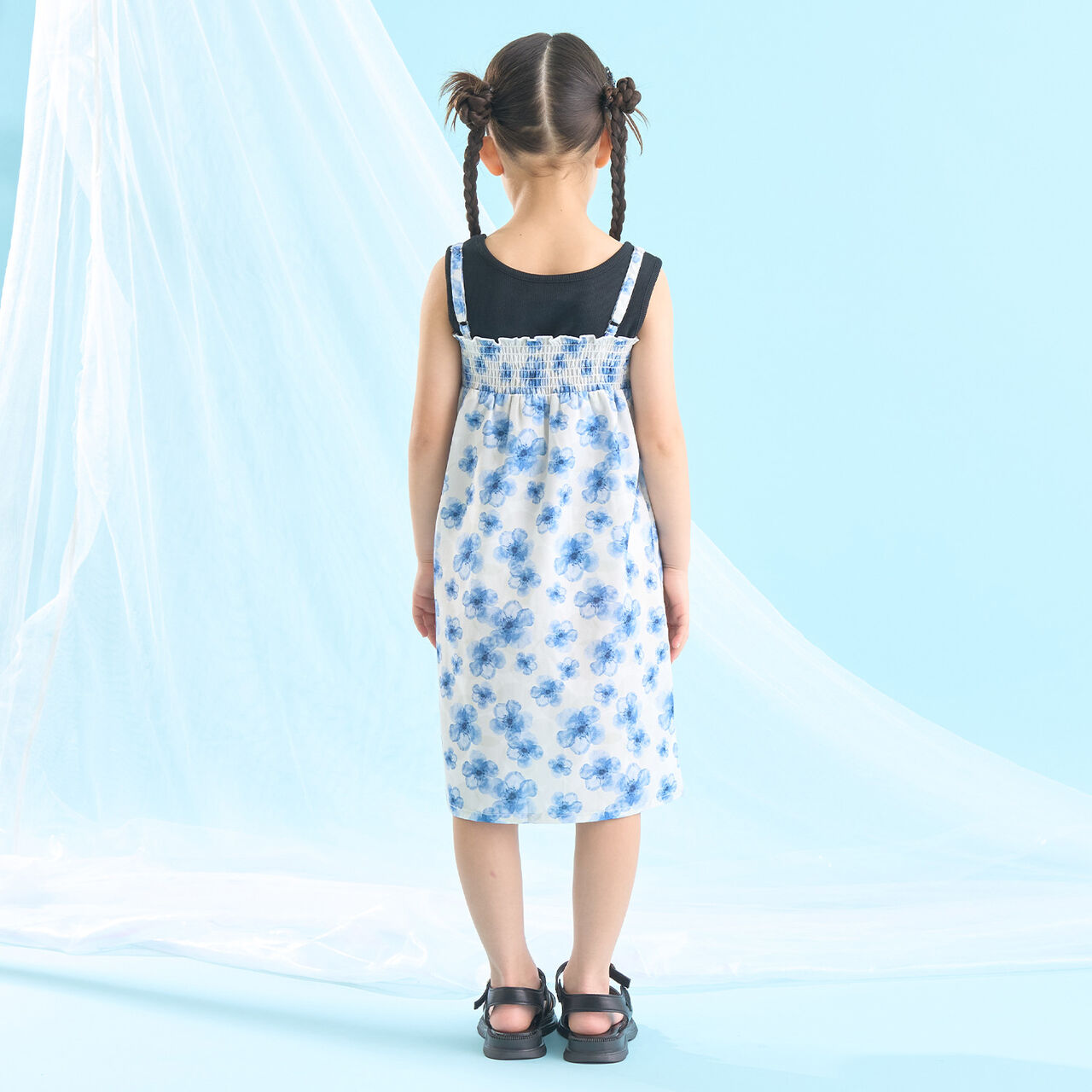 [Easy Wear♪] [Cool Touch] 4-Way Separate Yukata with Obi (OHANA) [Kids Girls],Coral red, large image number 32