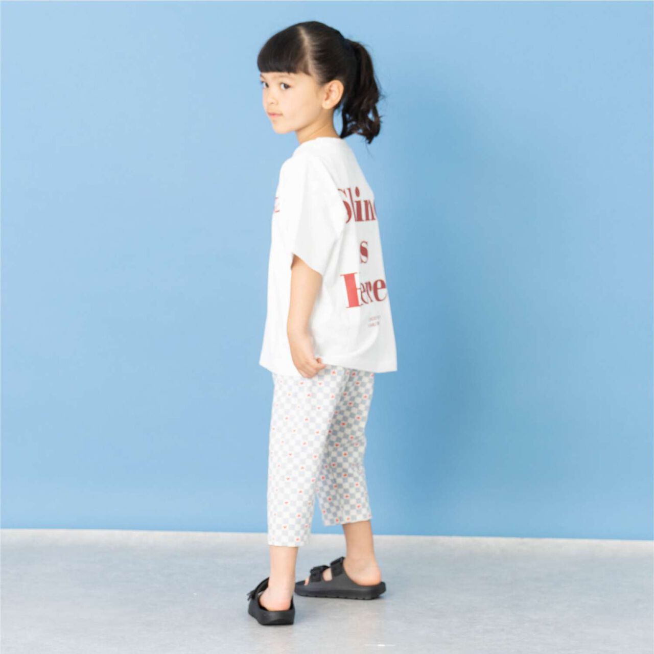 [365D] Anti-Stain Jersey Knit Patterned 6/10 Leggings,Light blue, large image number 1