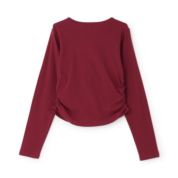 [Antibacterial Deodorizing] Lace-Up Ribbed Long-Sleeve T-Shirt,Green, medium image number 14