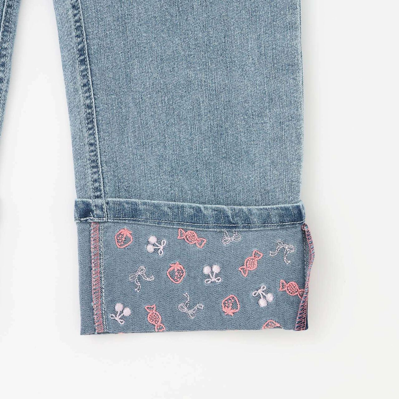 [Trois Lapins] Stretch Denim Roll-Up Pants,Sax blue, large image number 5