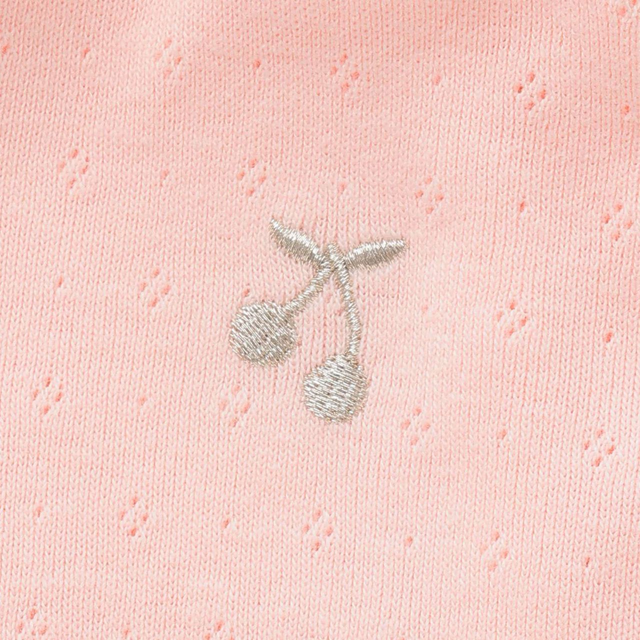 Frilled Collar Melange Long-Sleeve T-Shirt,Pink, large image number 3