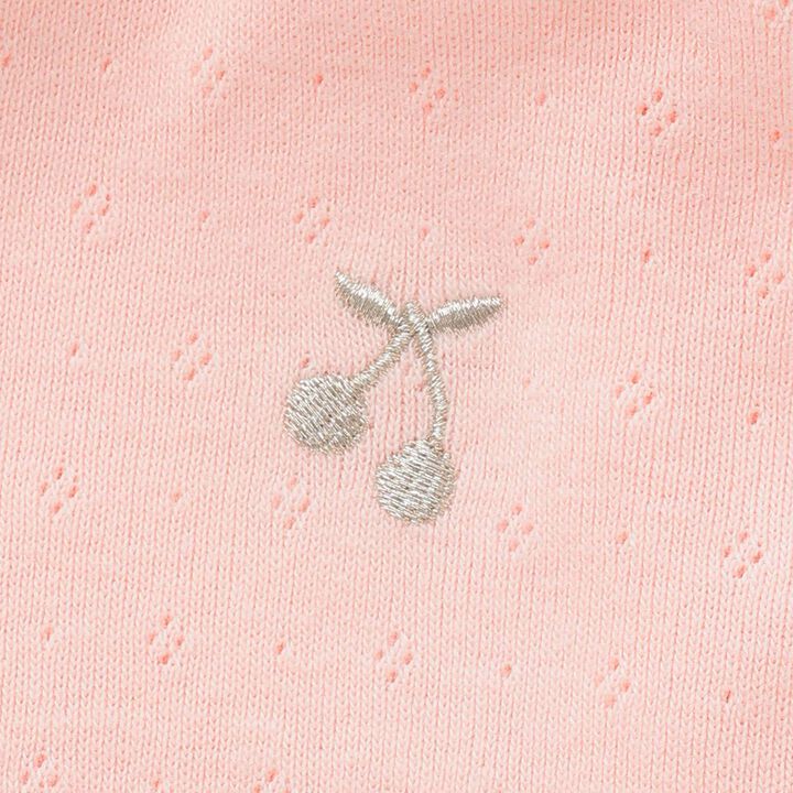 Frilled Collar Melange Long-Sleeve T-Shirt,Pink, medium image number 3