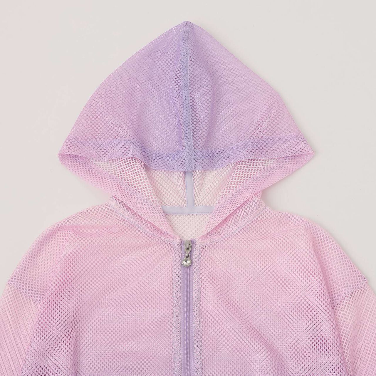 Mesh Zip Parka & Shoulder Opening Cut One-Piece Dress Set,Lavender, large image number 3