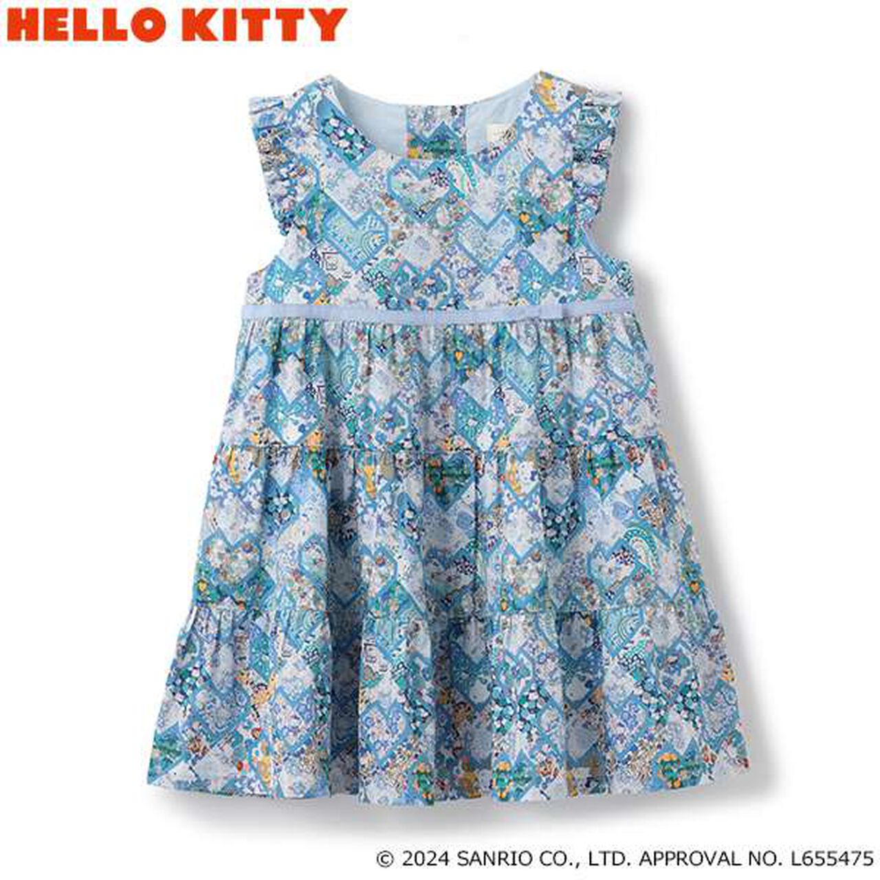 Hello Kitty Patchwork Hearts One-Piece Dress,Blue, large image number 1