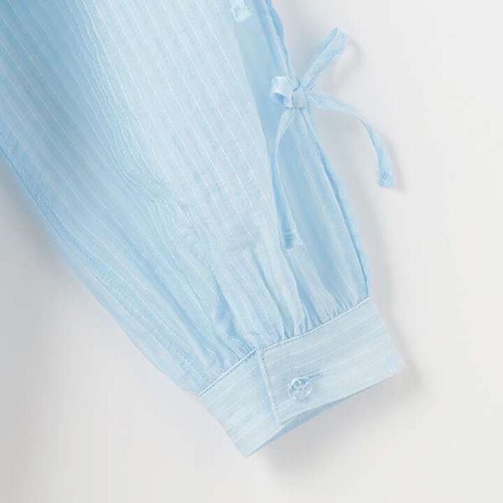 Sleeve Ribbon Shirt & Shoulder Opening Short Sleeve T-Shirt Set,Light green, medium image number 20