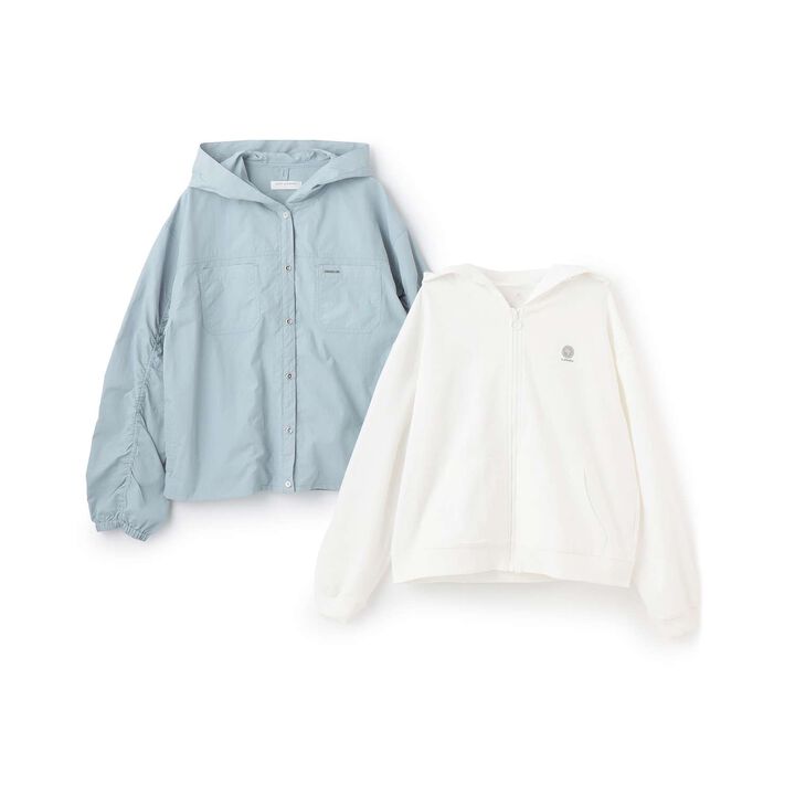[130cm有] UV防護&middot;防潑水&middot;花粉防護連帽外套內裡3WAY短夾克,米白色, medium image number 2