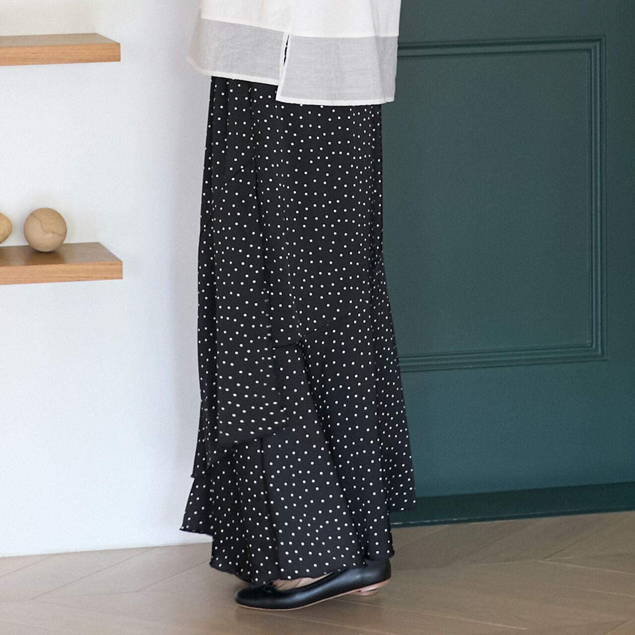 Satin Skirt,Black, large image number 2