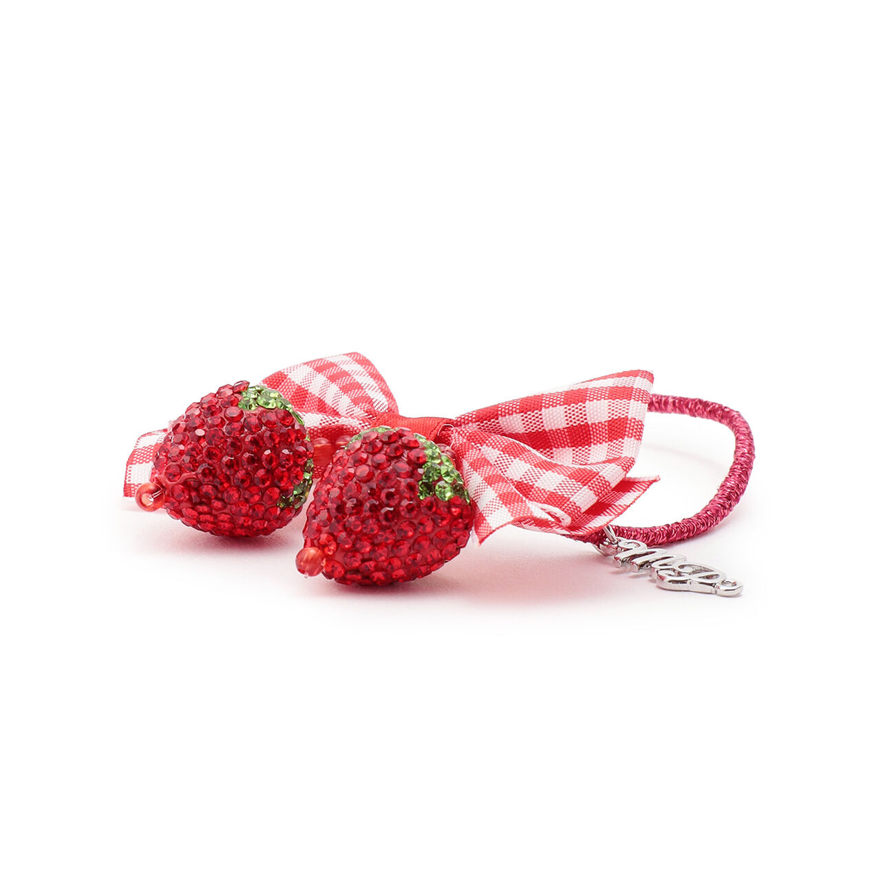 Strawberry Ribbon Hair Ponytail Holder,Light pink, large image number 3