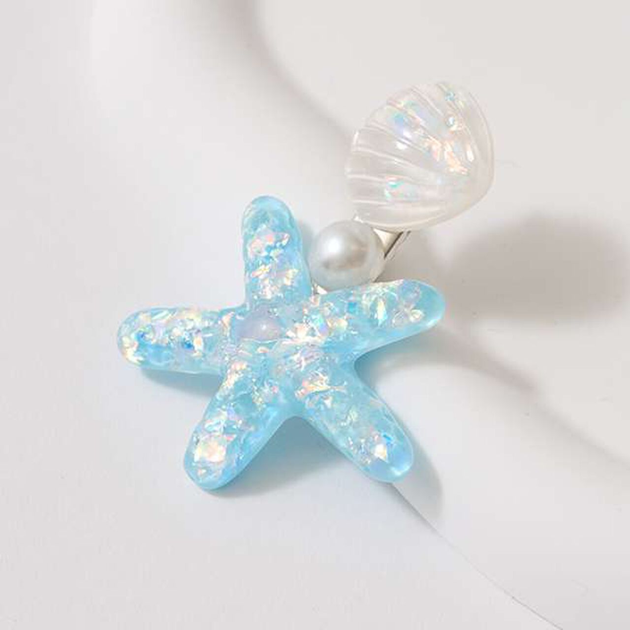 Sparkling Hair Clip with Pearls,Sax blue, large image number 4