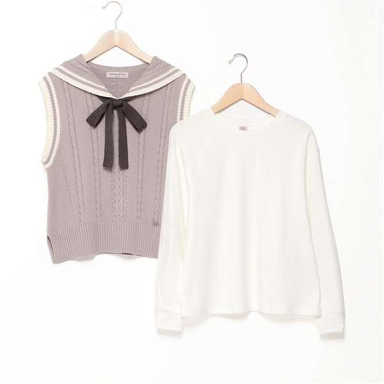 Sailor Knitwear Vest & T-Shirt Set,Gray, large image number 12