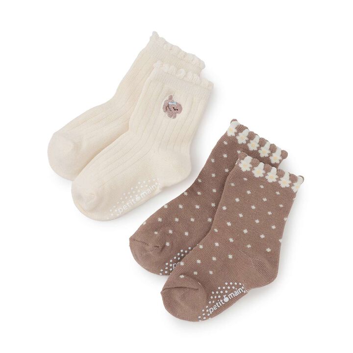 GIRLS Animal Embroidery Socks 2-Pack,, medium