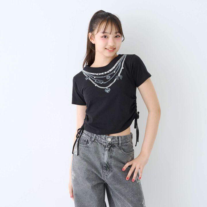 [LTXC - 100% Cotton] Fake Accessory Half Sleeve T-Shirt,, medium