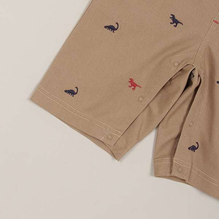 Dinosaur Embroidered Overalls,Beige, medium image number 9