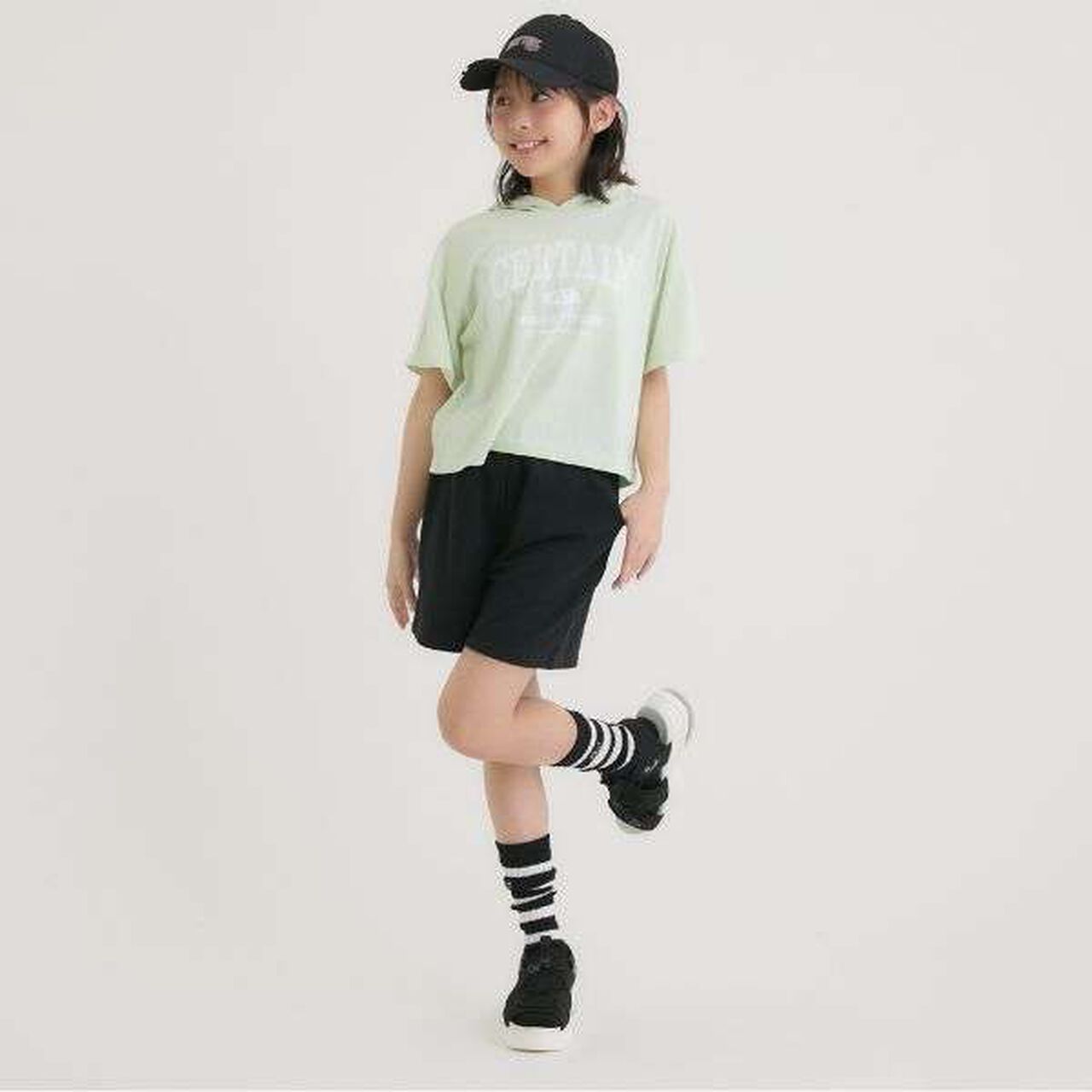 Cool Touch Short-Sleeve Hoodie + Half Pants Set,Yellow green, large image number 23