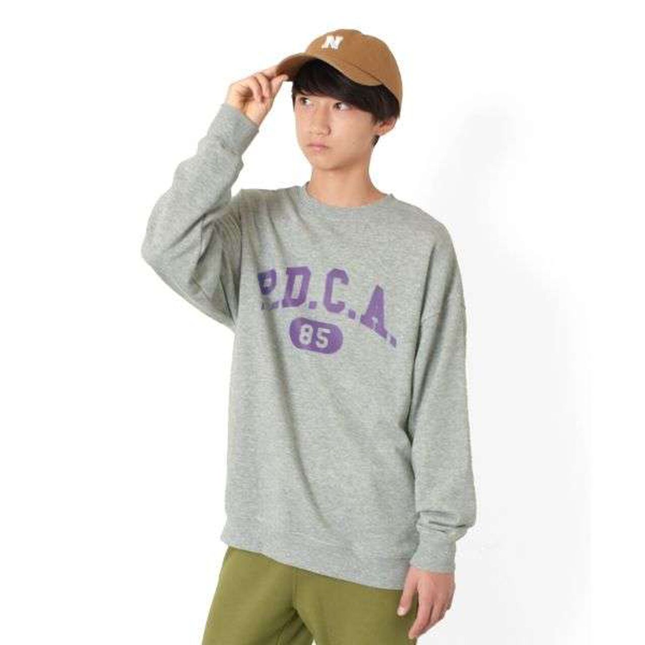 Twill Embroidered Curved Visor Cap,Beige, large image number 18